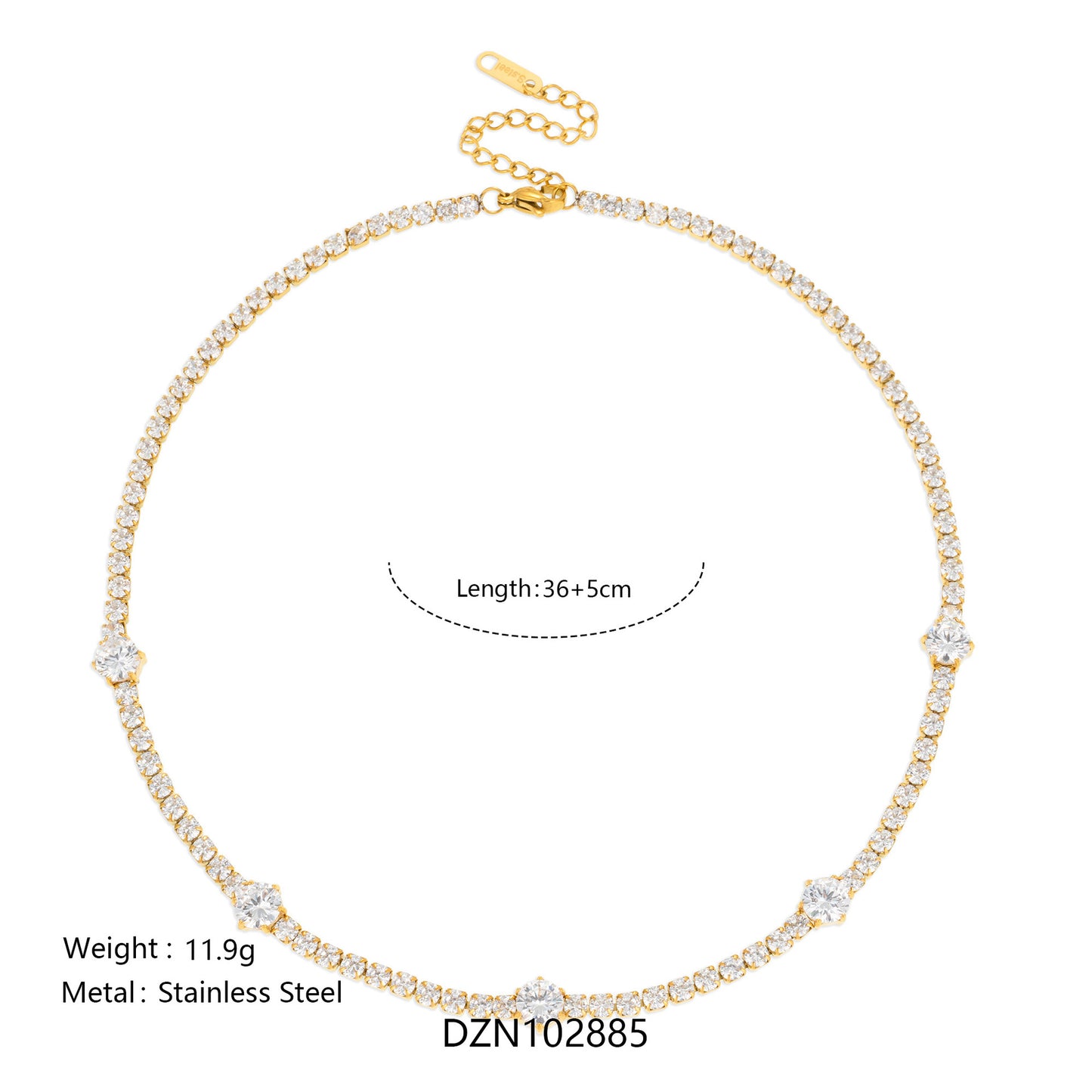 Tennis Chain Real Gold Super Flash Drill Clavicle Light Luxury Necklace