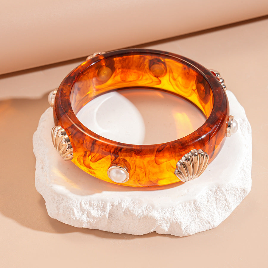 Women's Irregular Resin Minority Simple Retro Temperament Personality Fashion Design Unique Bracelets