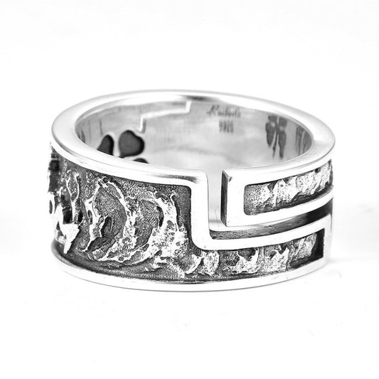 Men's Couple Thai Sier Hip Hop Open Rings