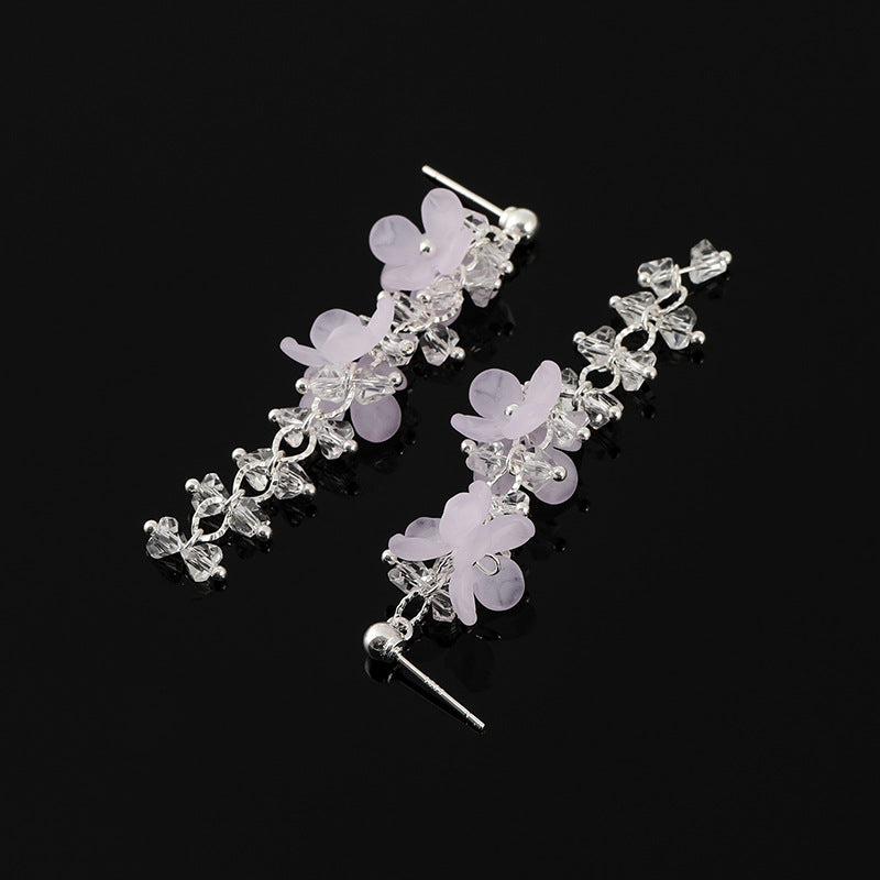 Women's Mosquito Coil Earless Long Tassel Sier Earrings