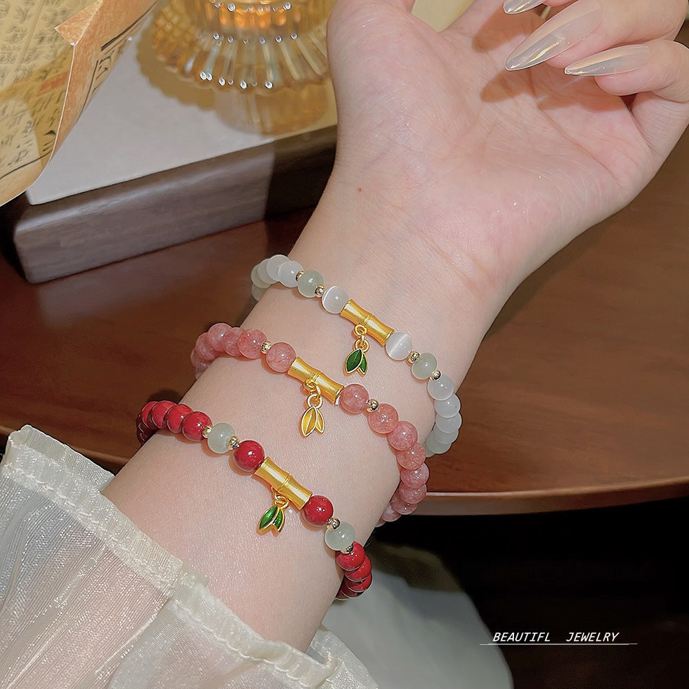 Women's Luxury Minority High Graceful Strawberry Quartz Bracelets