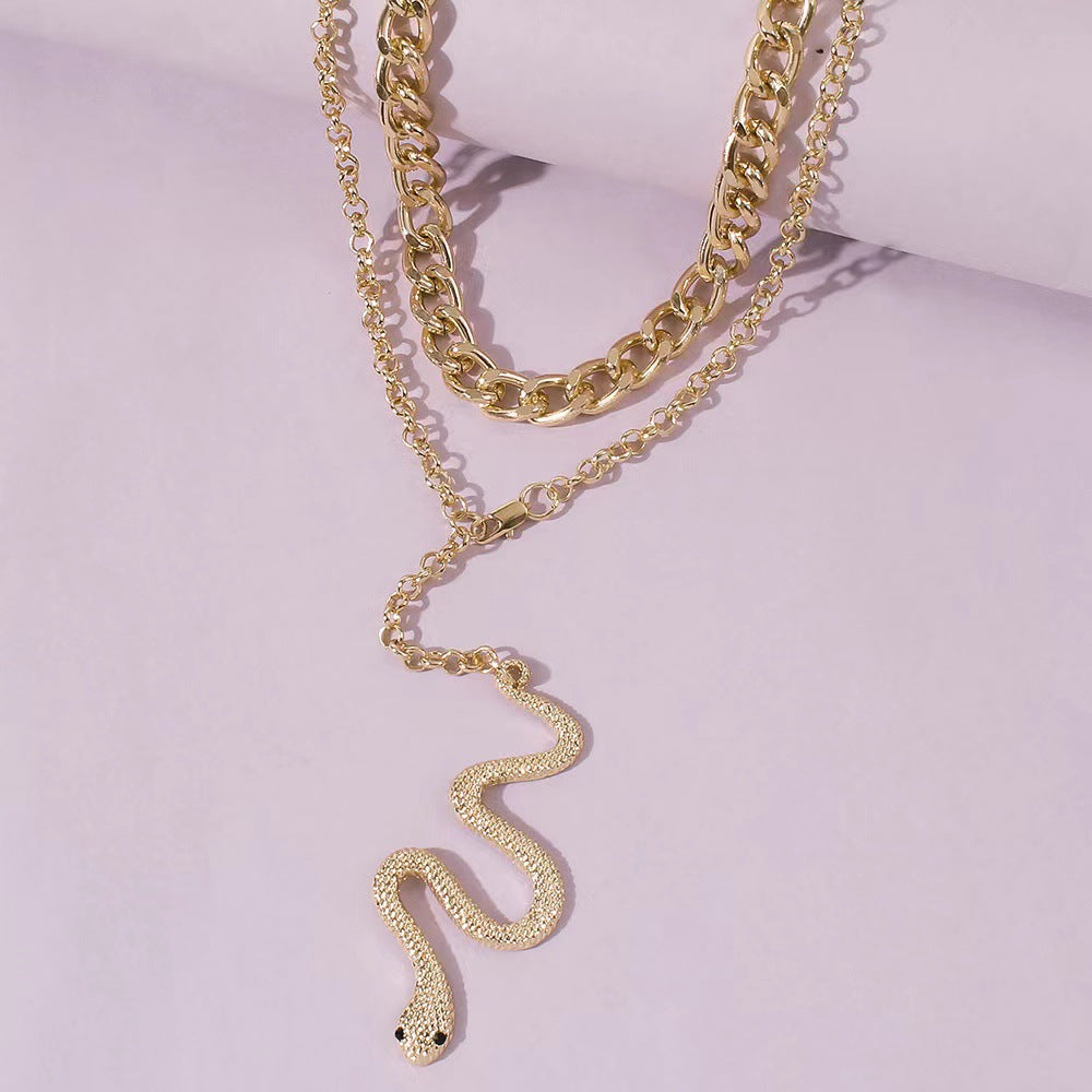 Simple Punk Exaggerated Metal Snake Pendant Necklaces