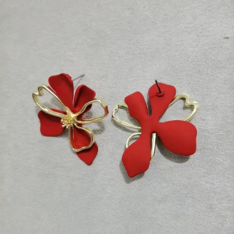 Sweet Double Layer Flower Petals Unique Earrings