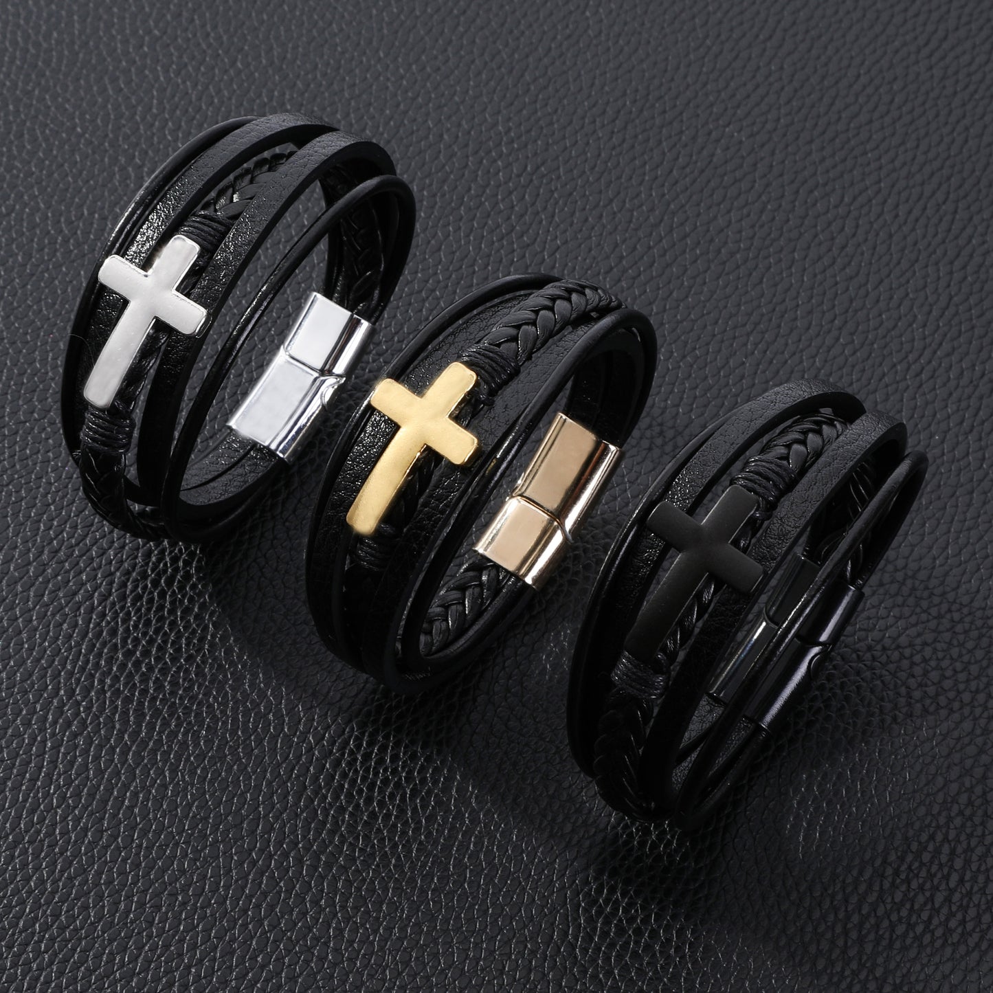 Leather Street Fashion Alloy Laser Woven Bracelets