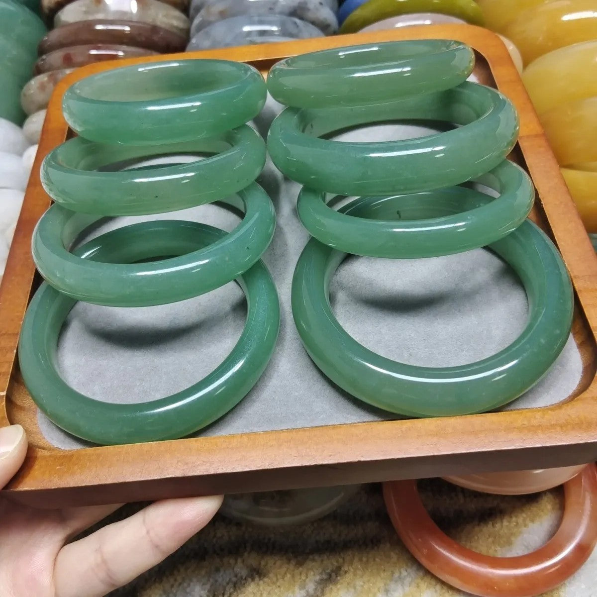 Natural Aventurine Jade Light Green Chinese Bracelet
