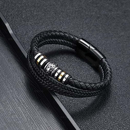 Stahlfarbene, gewebte Lederschnur-Magnetarmbänder für Herren