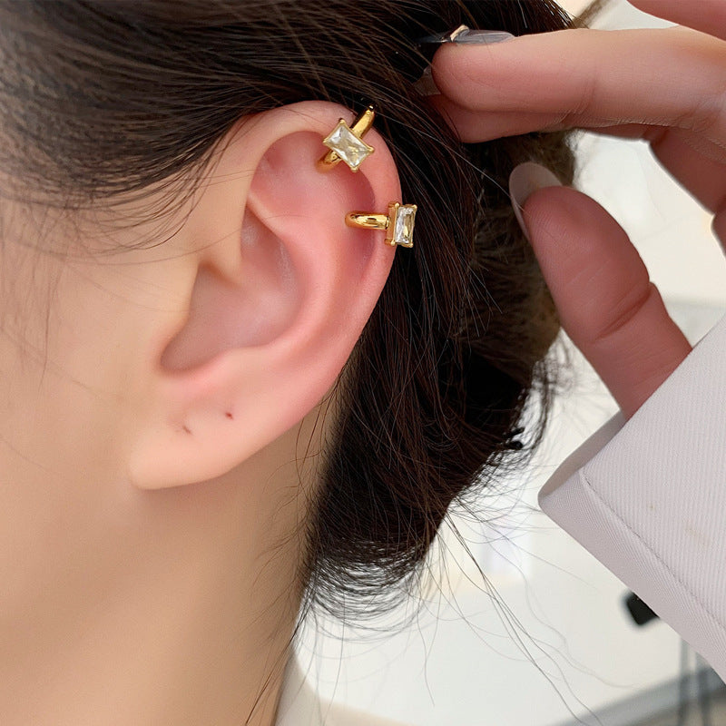 Women's Cold Style Square Diamond Painless No Earrings