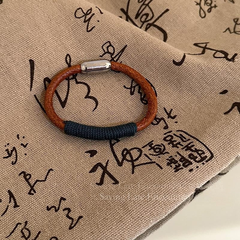 Einfache Fashionmonger-Armbänder für Damen aus Leder mit Handseil-Paar