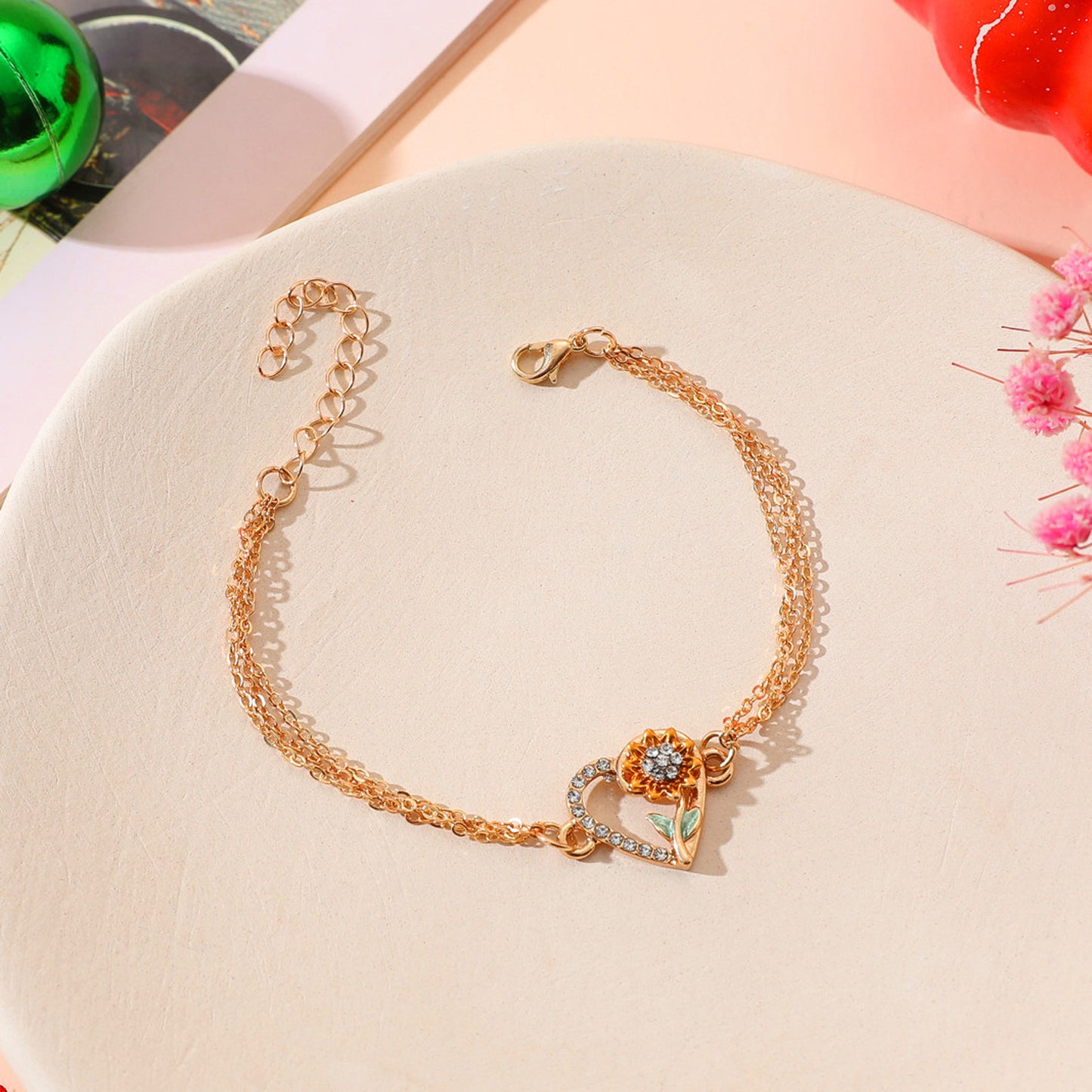 Chain Creative Heart-shaped Diamond Sunflower Little Bee Friendship Bracelets