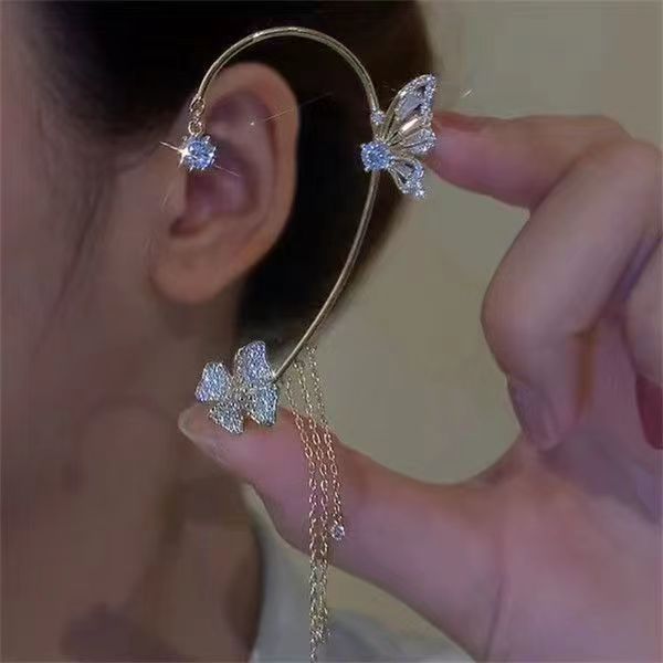 Versatile Butterfly Flower Hook Niche Tassel Ear Clip
