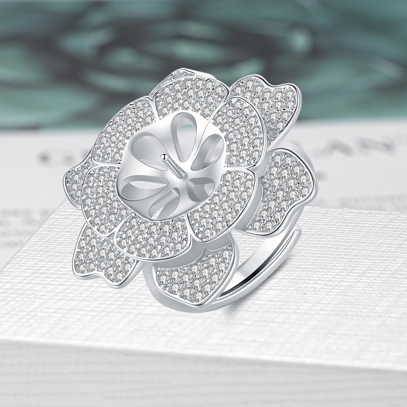 Pearl Setting Inlaid Zircon Ladies Clasp Ring