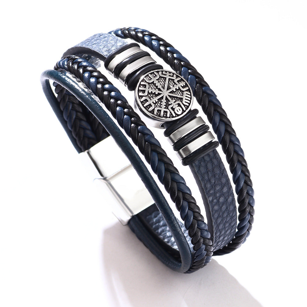 Men's Leather String Fashion Punk Trend Compass Bracelets