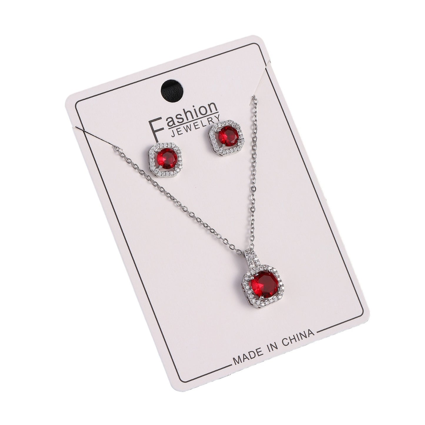 Live Broadcast Zircon Full Diamond Perfume Bottle Square Bag Earings Jewelry Set