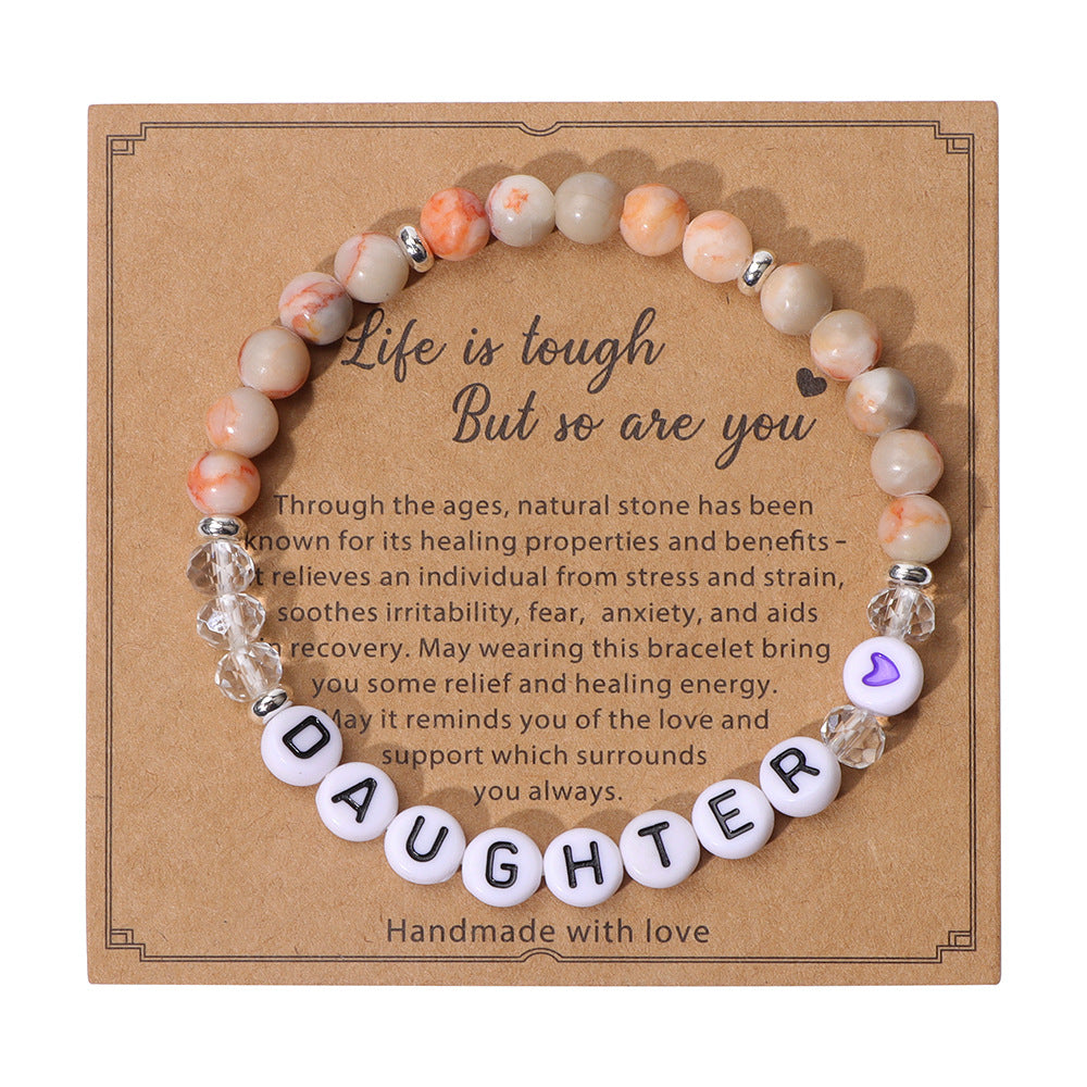 Perle de pierre lettres anglaises, perles mère fille simples et Bracelets