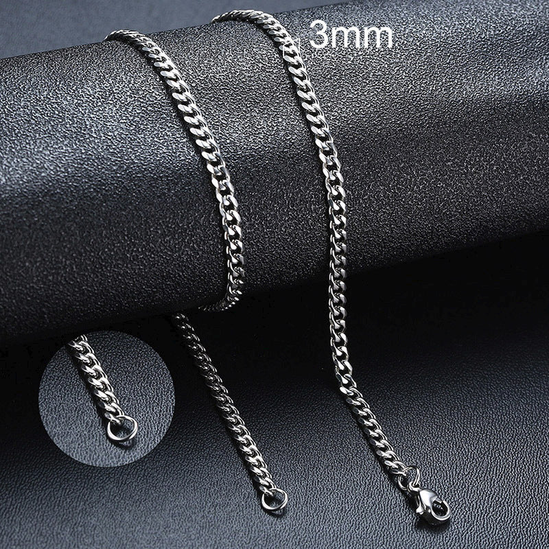 Stainless Steel Six-sided Grinding Cuban Link Chain Simple Necklaces