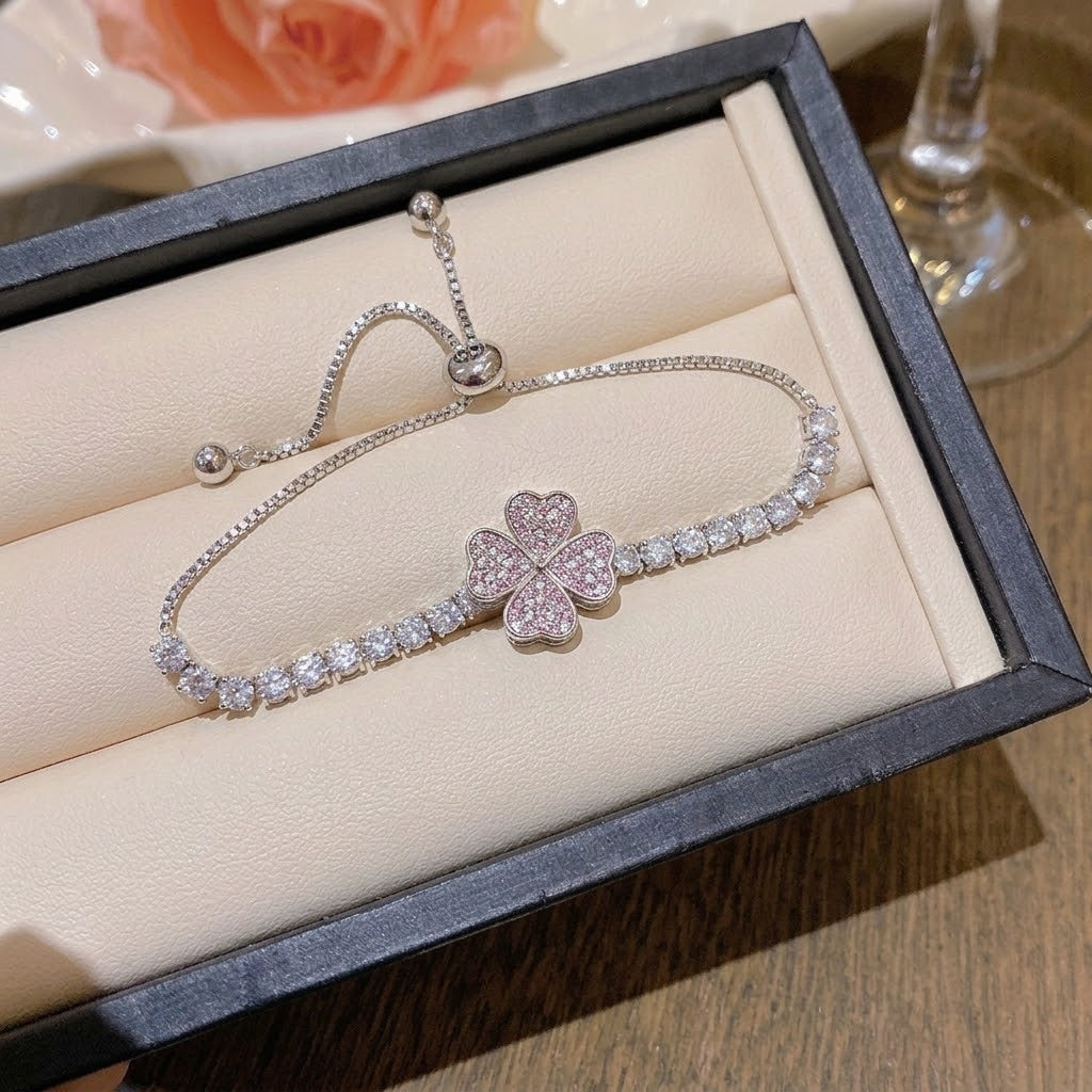 Rotating Degree Rotation Heart-shaped Zircon Clavicle Rings
