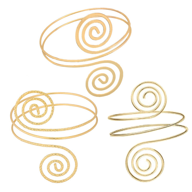 Geometric Spiral Armband Simple Temperament Texture Glossy Metal Arm Bracelet