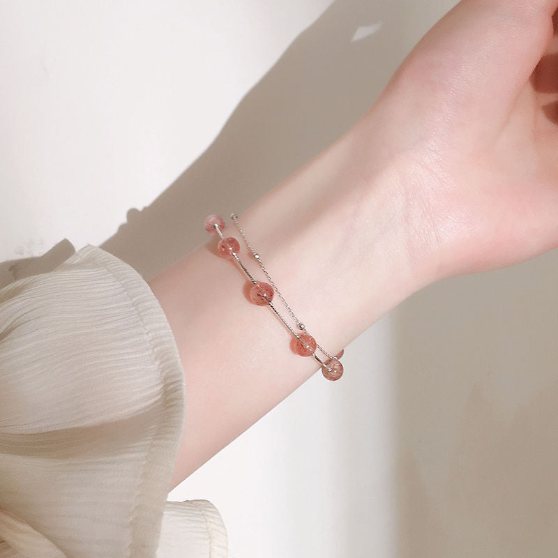 Bracelets de Style de conception de Niche de Quartz de fraise naturelle de couche des femmes