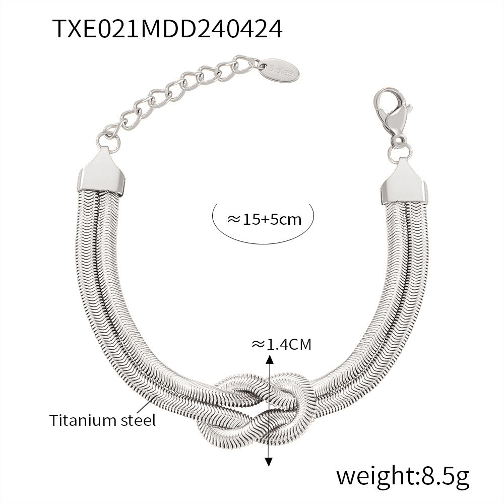 Style Personalized Knot Design Double Layer Snake Bones Chain Titanium Jewelry Set
