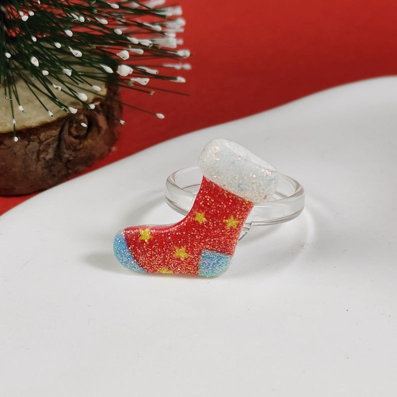 Theme Cute Cartoon Santa Claus Snowman Rings