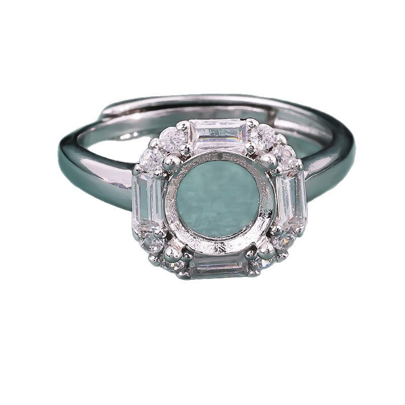 Frame Inlaid Round Pointed Bottom Chinese Diamond Personality Rings