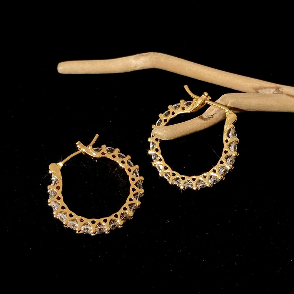 Boucles d'oreilles en métal pour femmes, cercle complet de diamants, pour Design, haute qualité