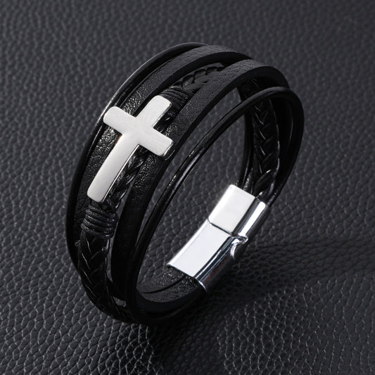 Leather Street Fashion Alloy Laser Woven Bracelets