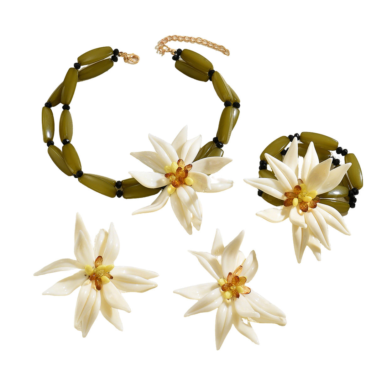 Women's Super Fairy Flowers Woven Design Niche Jewelry Set