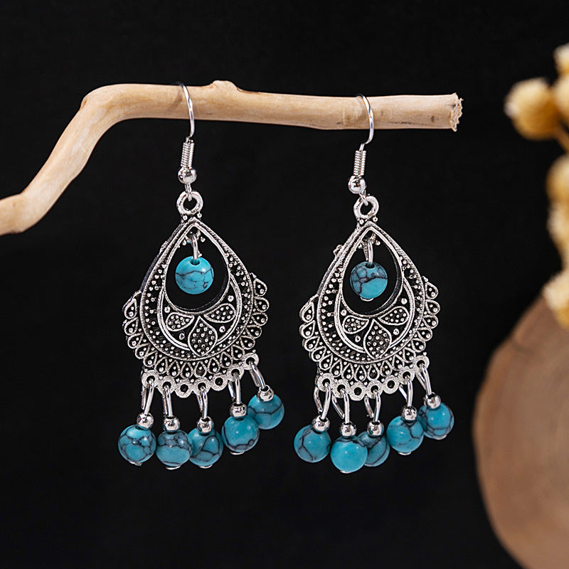 Tassel Turquoise Retro Minority Ethnic Style Earrings