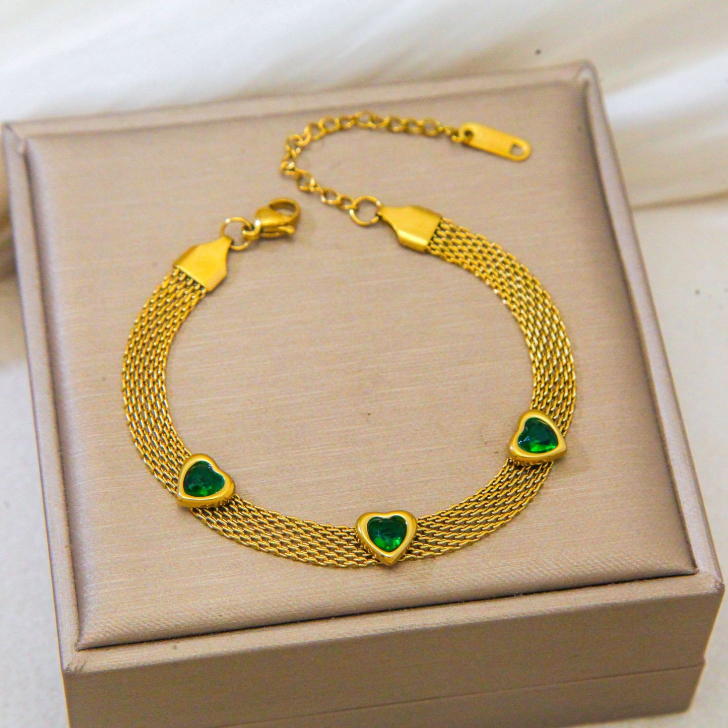 Mesh Heart Light Luxury Woven Wire Fashion Bracelet