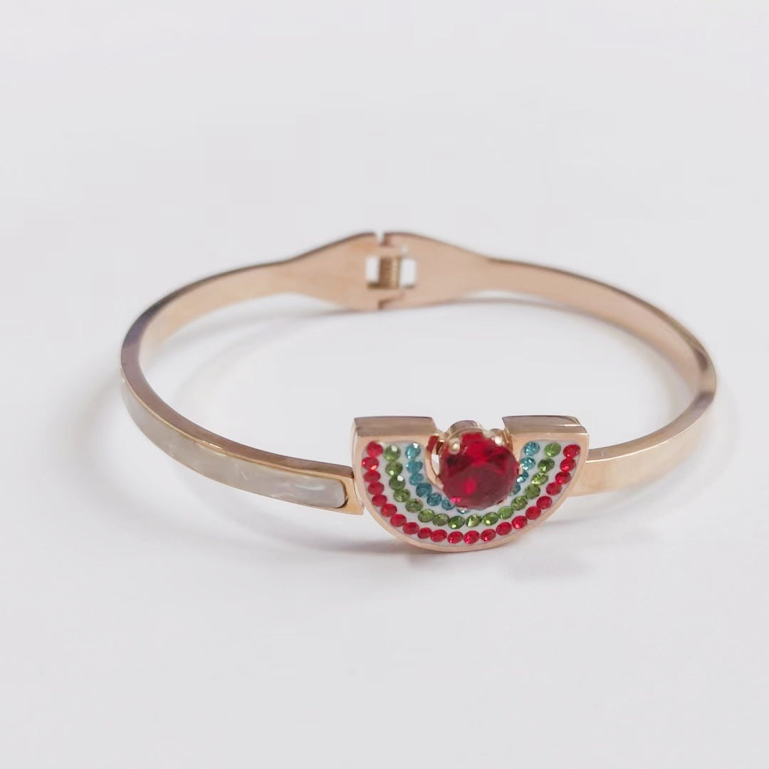 Women's Offer Simple Titanium Steel High Quality Color Retention Personality Shaped Bracelet