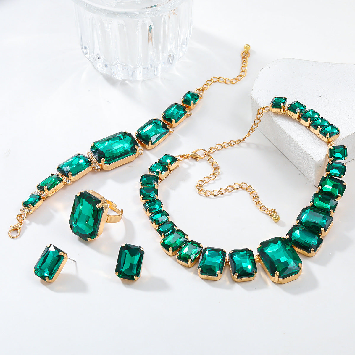 Attractive Popular Women's Exaggerated Rhinestone Square Necklaces