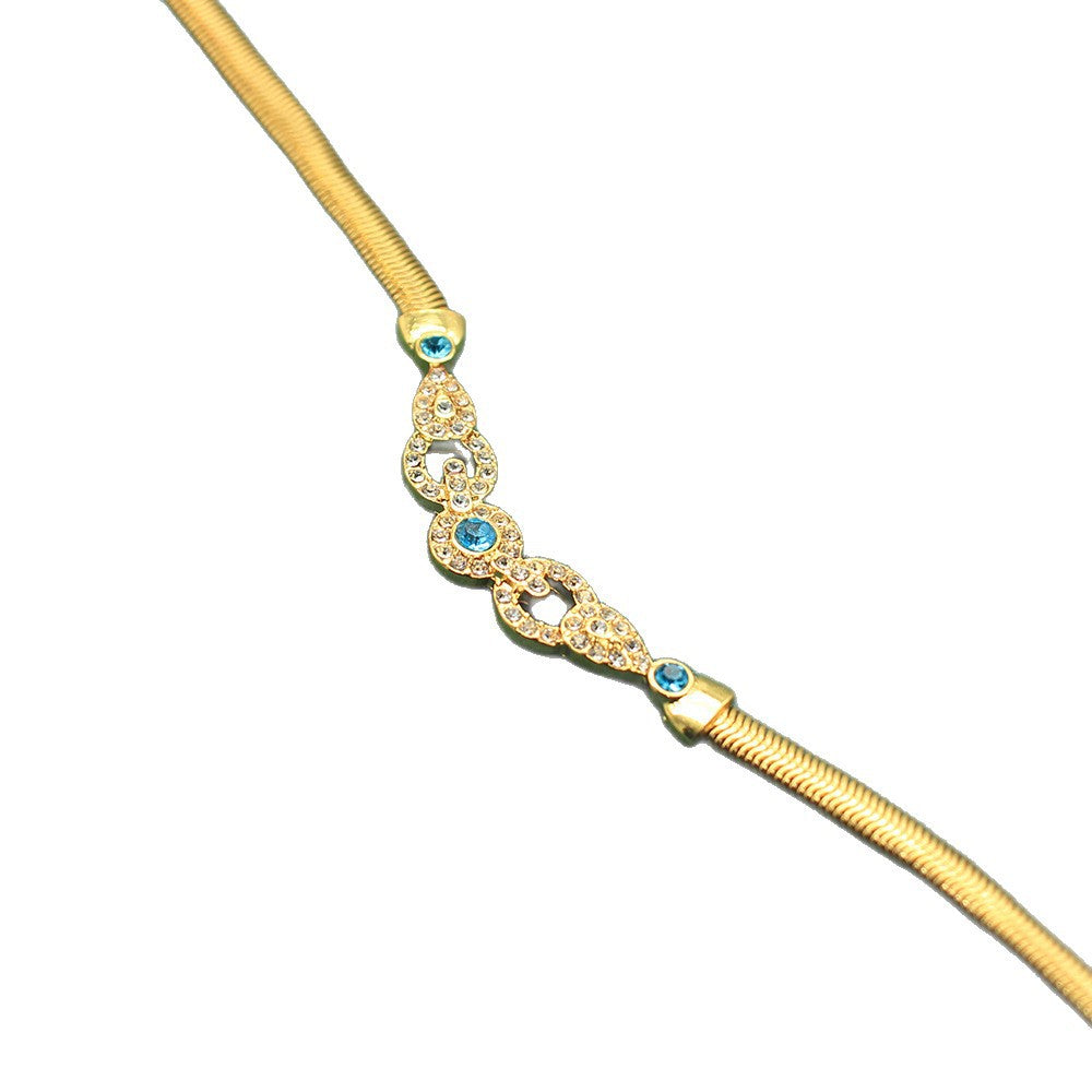 Diamond Snake Bones Chain Water Drop Shape Earings Elegant Retro Jewelry Set