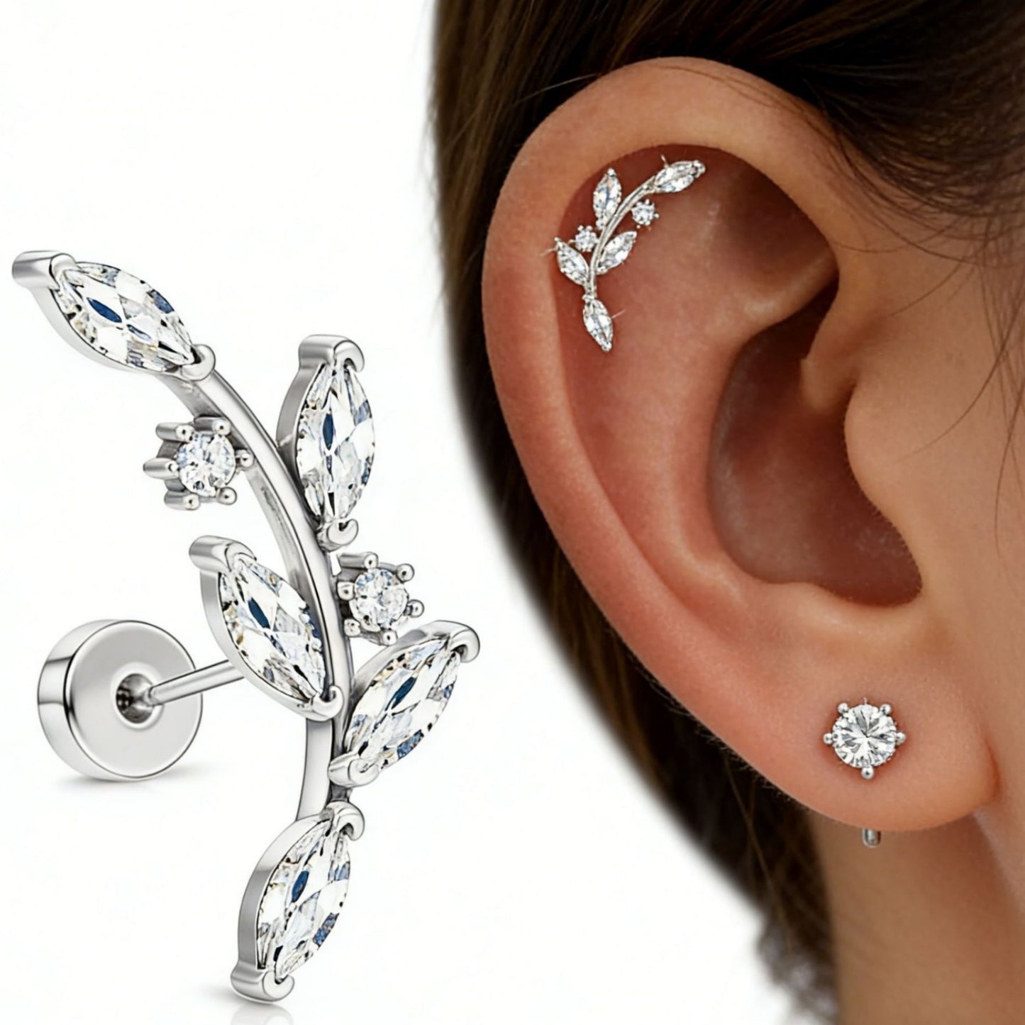 Horse Eye Inlaid Zirconium Round Cake Female Stud Earrings