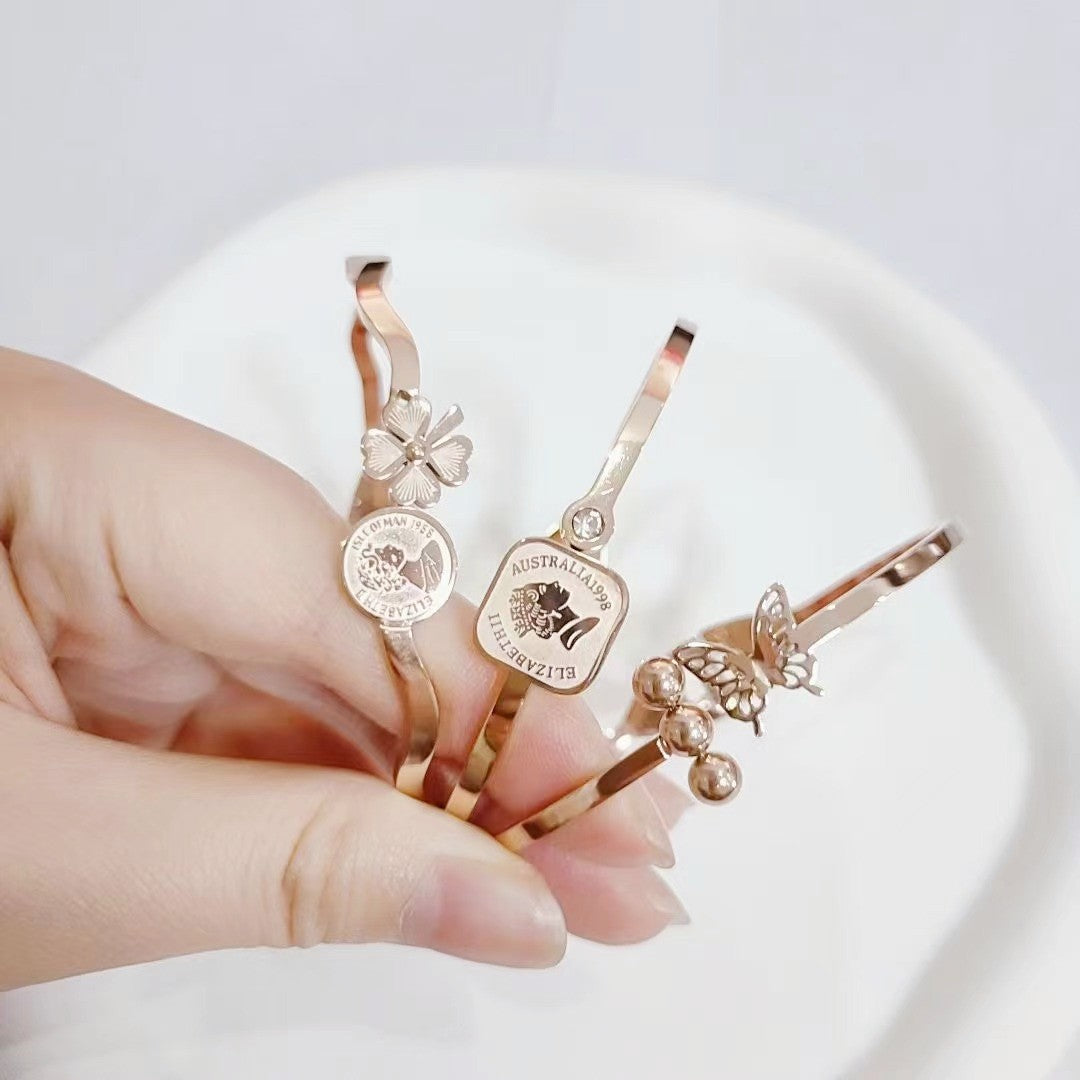 Women's Offer Simple Titanium Steel High Quality Color Retention Personality Shaped Bracelet