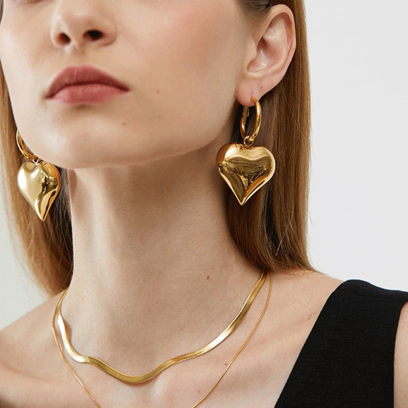 Heart Female Exaggerated Personalized Simple Face Ear Buckle