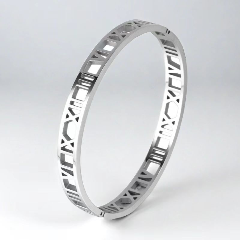 Simple Korean Style Roman Digital Furnace Gold Hollow Bracelet
