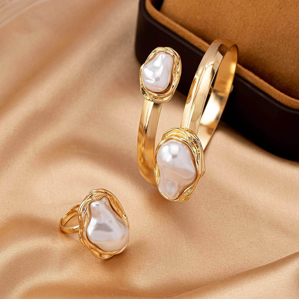 Baroque Pearl Snake Bones Chain Open-ended Light Bracelets