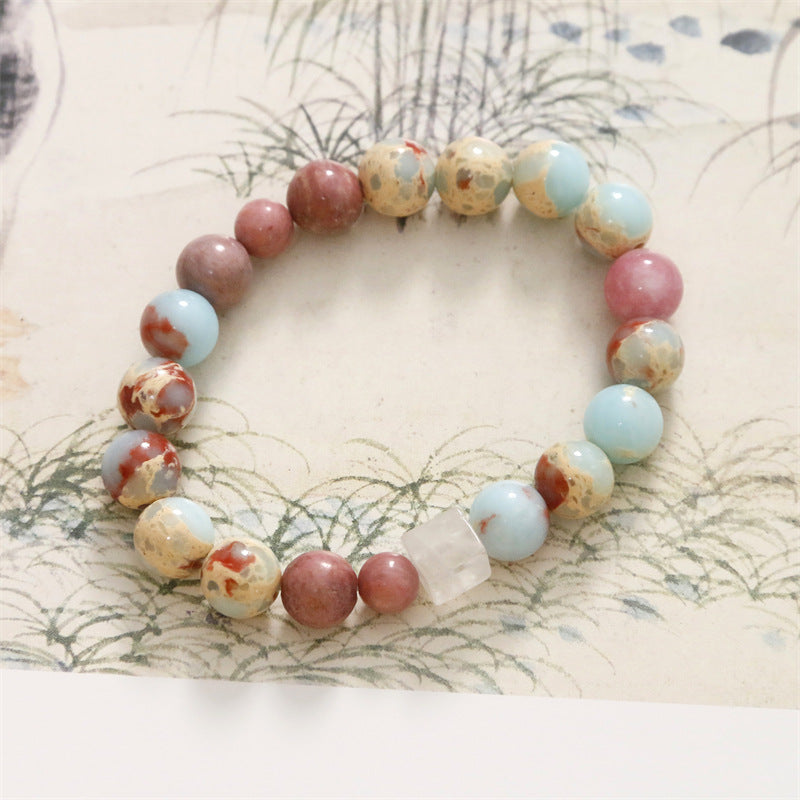 Red And Blue Pattern Beaded Female Niche Bracelets