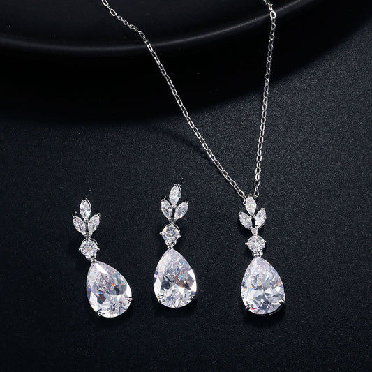 Bridal Formal Dress Fashion Water Drops Zircon Earrings