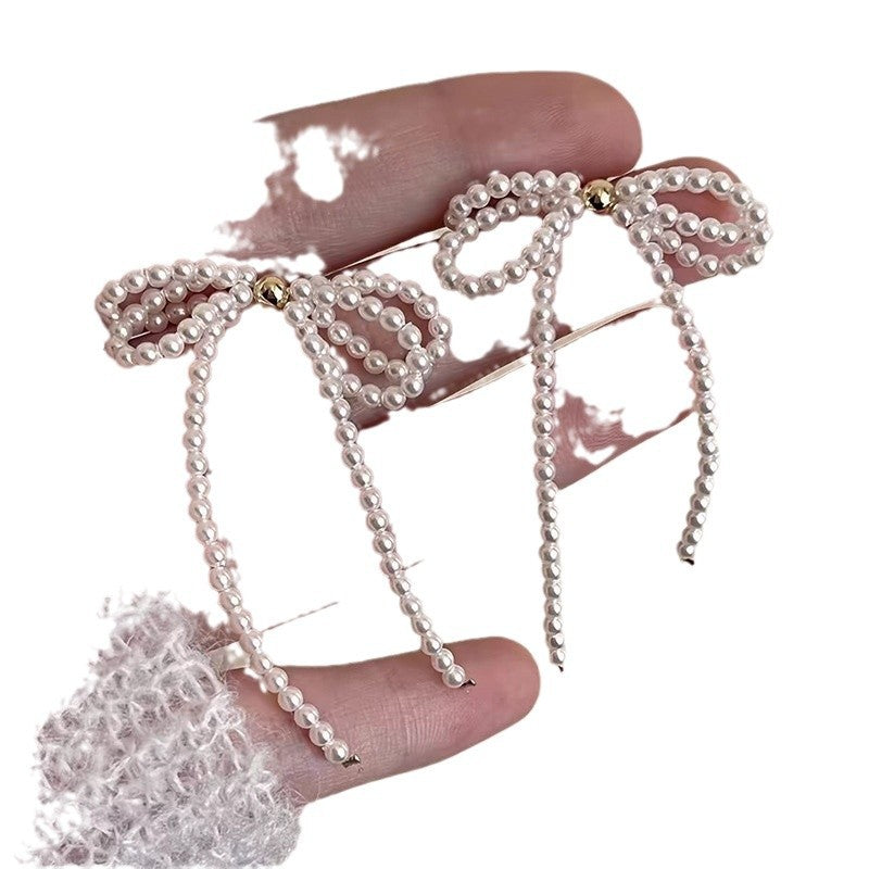 Women's Bowknot Pearl For Summer High-grade Niche Long Trendy Light Luxury Rings