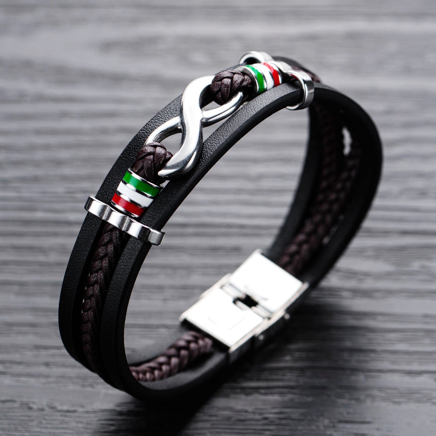 Men's Fashion Hand-woven Leather Infinite Words Trendy Bracelets