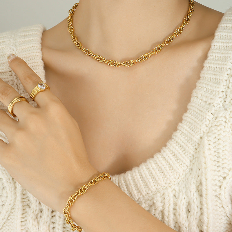 Exaggerated Thick Chain Titanium Steel Gold Bracelets