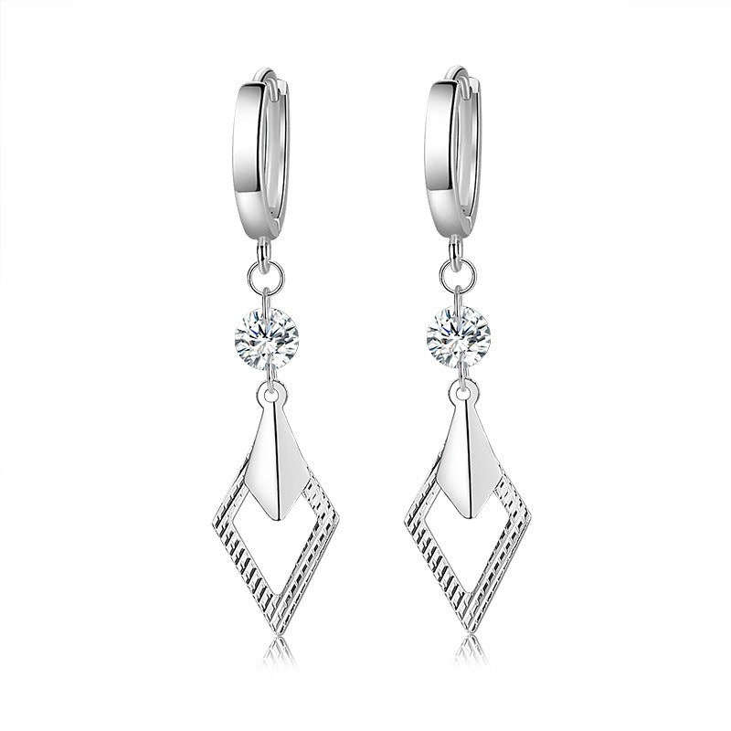 Boucles d'oreilles personnalisées en forme de losange pour femmes, longues et simples, en cristal