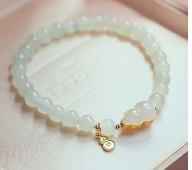 Bracelets lumineux réglables en perles de chaîne d'imitation de jade pour femmes