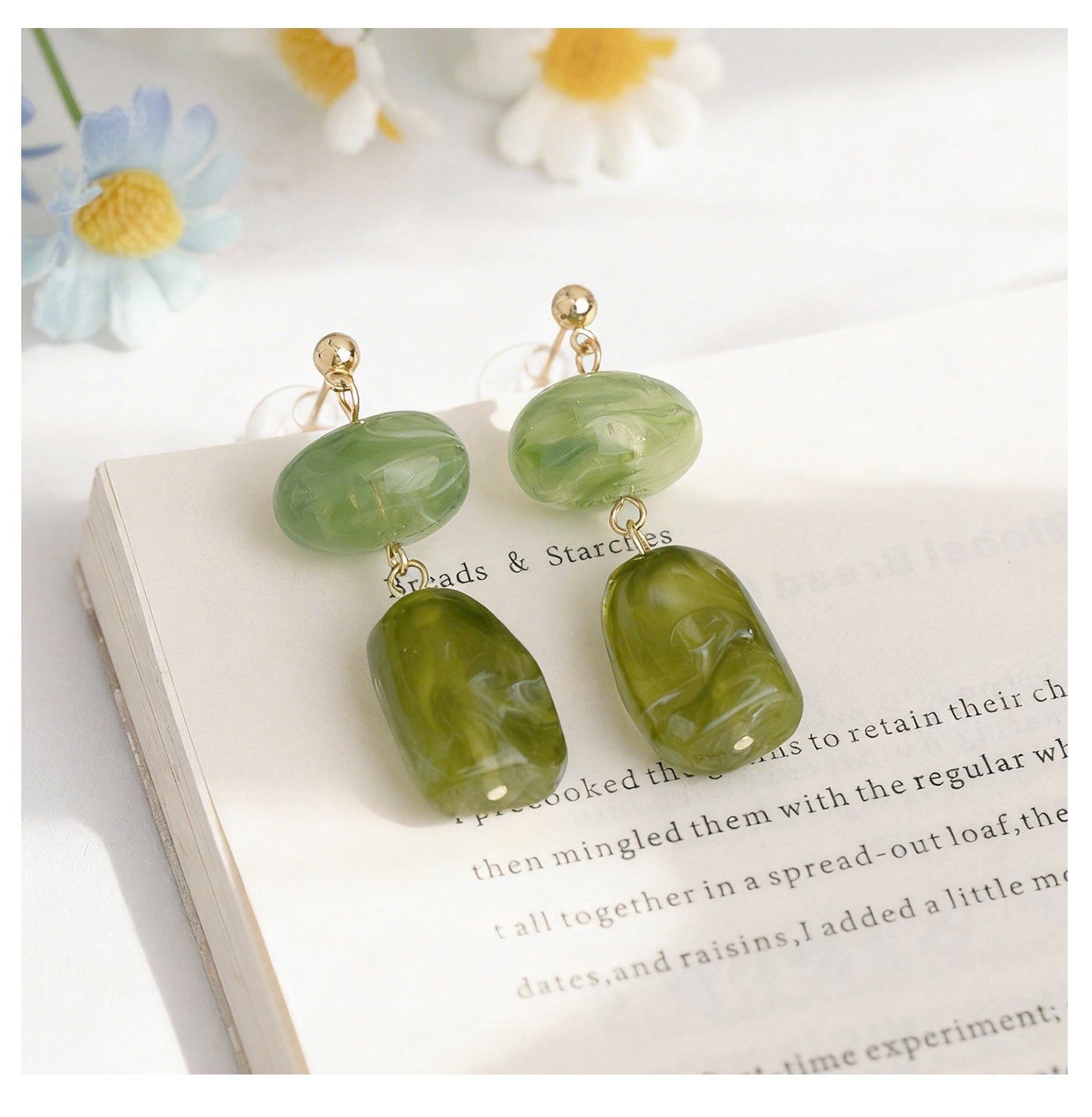 Retro Blooming Resin No Pierced Chinese Cheongsam Republic Of China Earrings