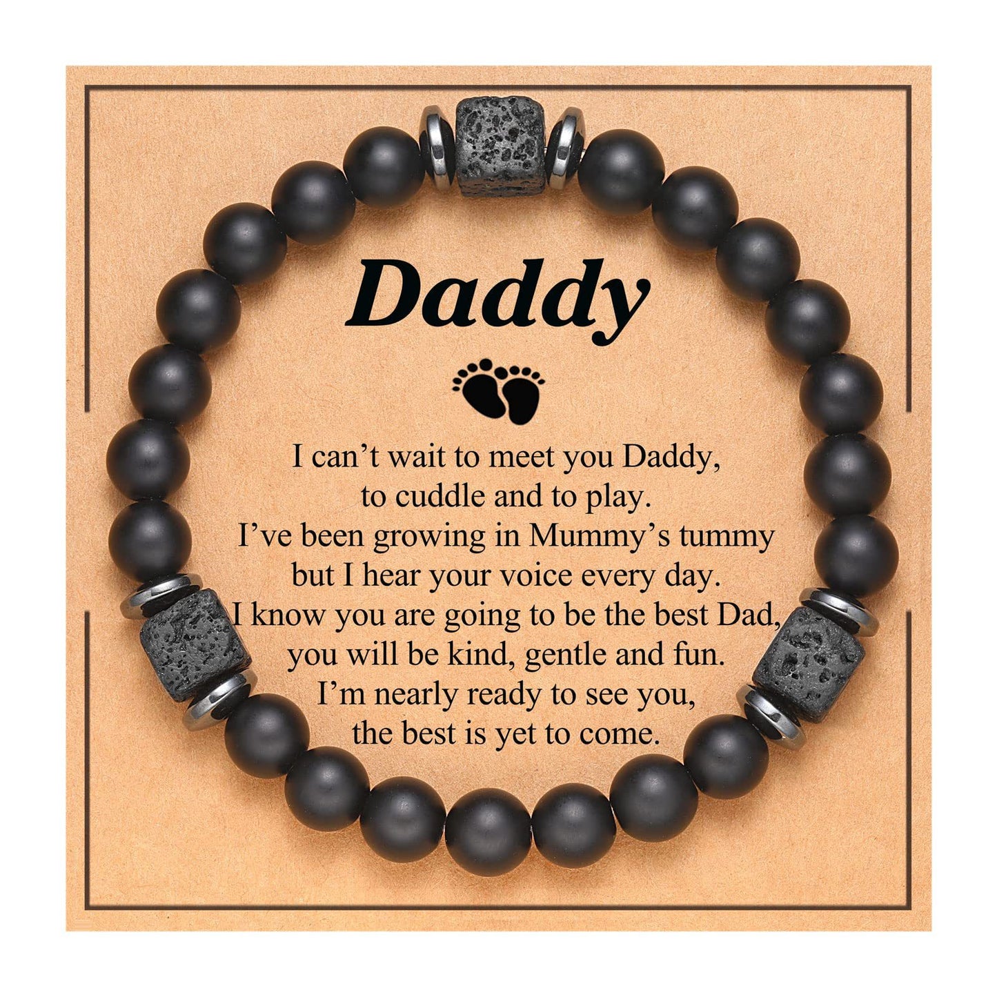 Frosted Square Volcanic Stone Father's Day Bracelets