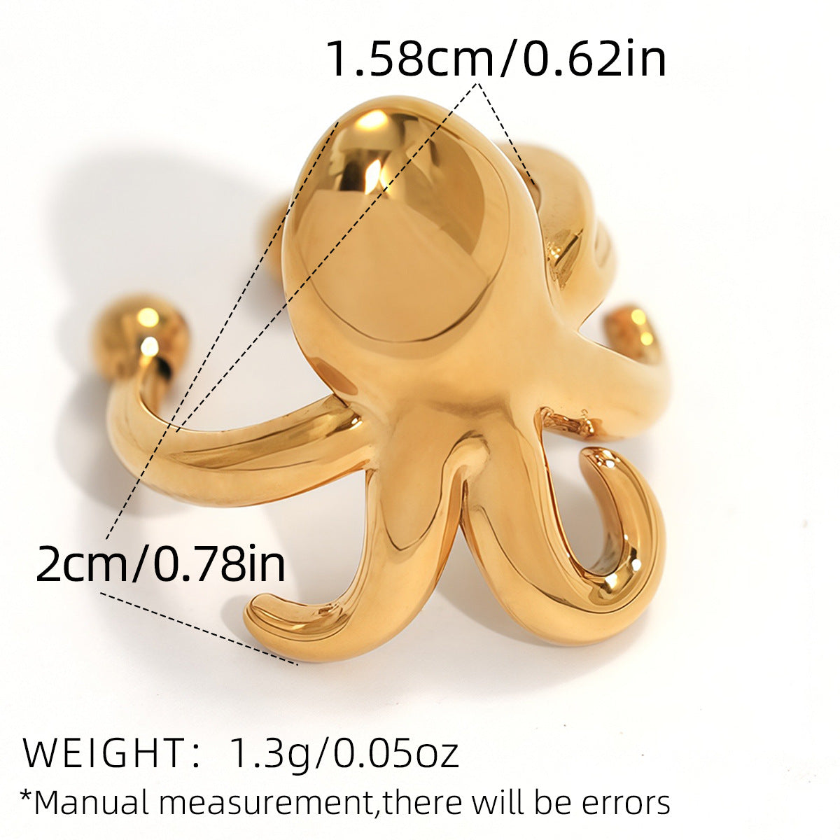 Light Luxury High-grade Exaggerated Design Octopus Rings