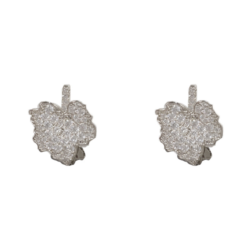Full Diamond Maple Leaf Exquisite Affordable Luxury Ear Clip