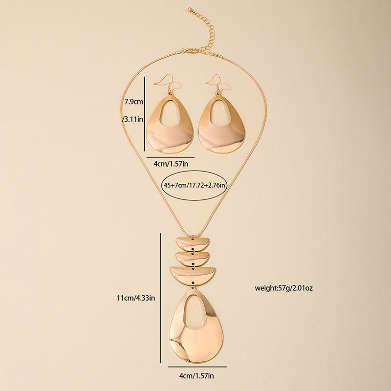 Fashion Sweet Cool Metal Hollow Out Drop Shape Flaky Jewelry Set